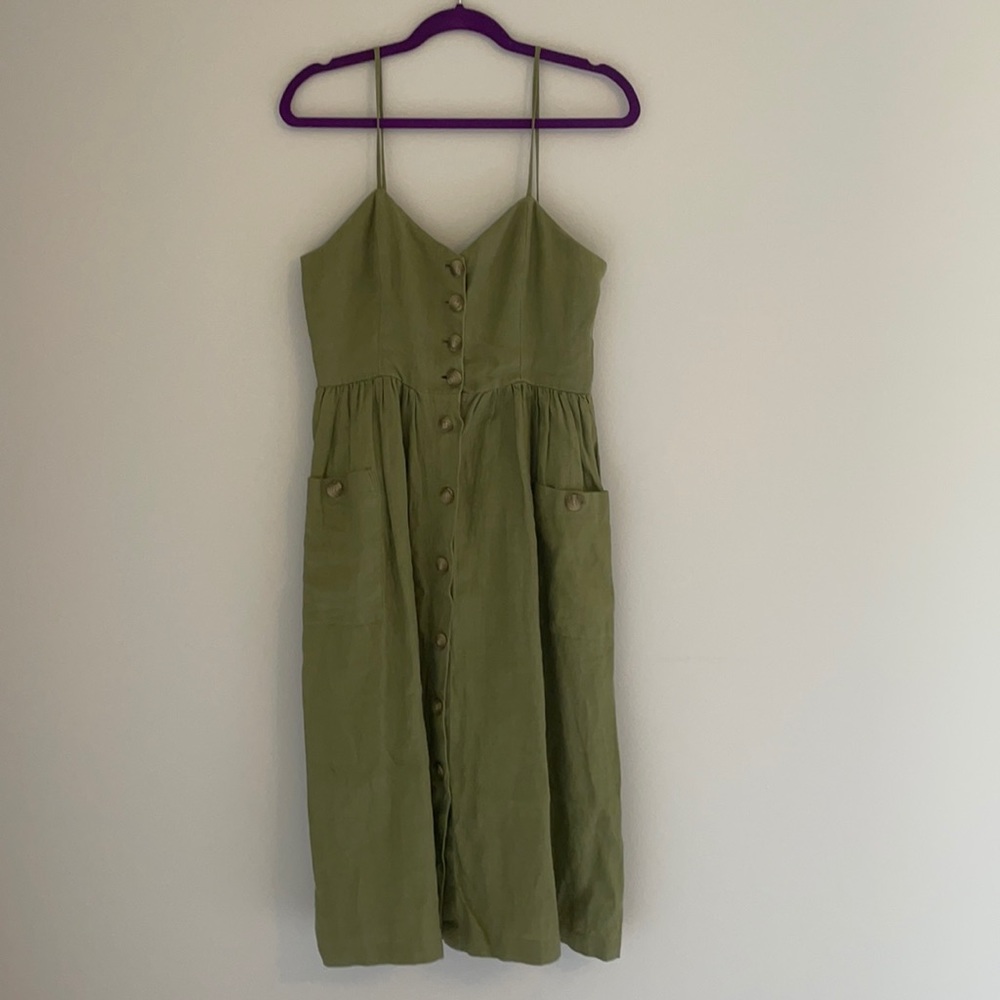 Olive green midi dress from Mango